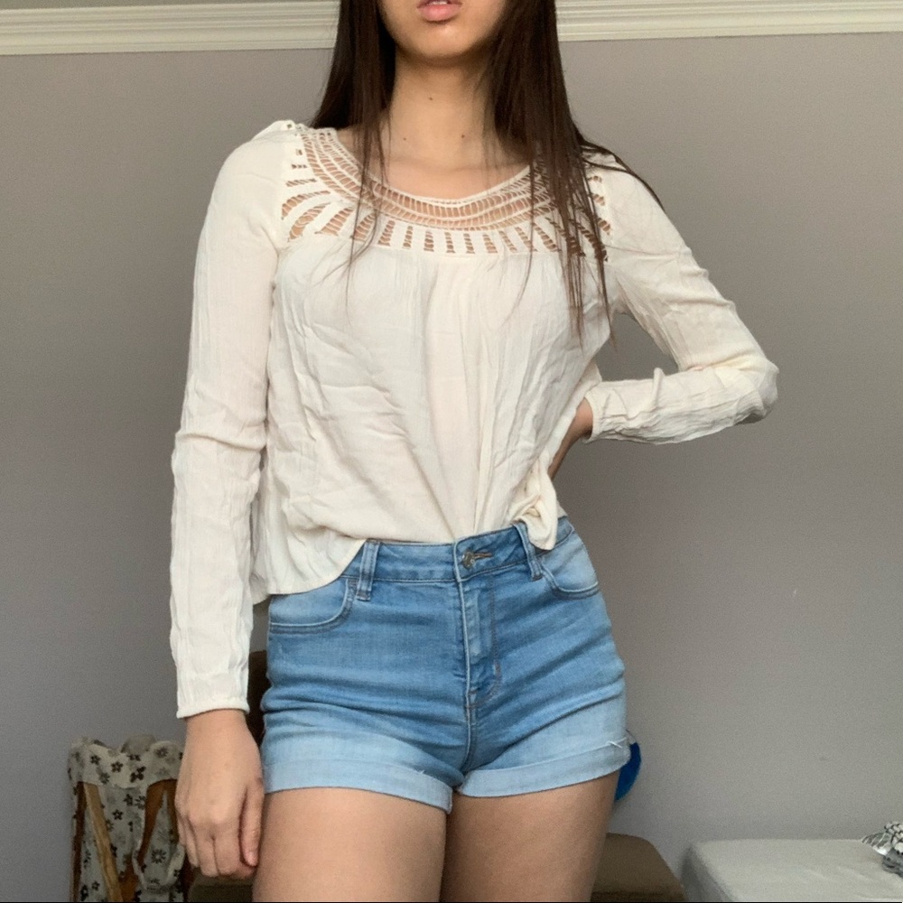 Aéropostale White Cream Peasant Top
